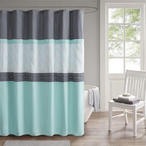 gray turquoise shower curtain